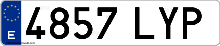 Ejemplo de matrícula de coche ordinaria 4857 LYP