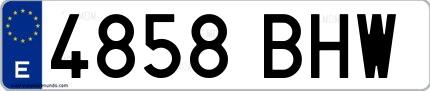 Ejemplo de matrícula española 4858 BHW