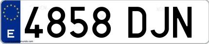Ejemplo de matrícula española 4858 DJN