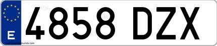 Ejemplo de matrícula de coche ordinaria 4858 DZX