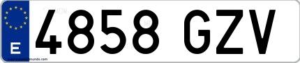 Ejemplo de matrícula española 4858 GZV
