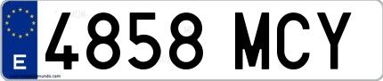 Ejemplo de matrícula española 4858 MCY