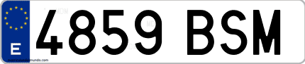 Ejemplo de matrícula de coche ordinaria 4859 BSM