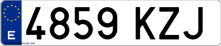 Ejemplo de matrícula de coche ordinaria 4859 KZJ