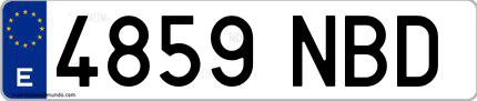 Ejemplo de matrícula española 4859 NBD