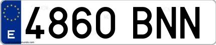 Ejemplo de matrícula española 4860 BNN