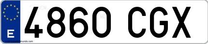 Ejemplo de matrícula española 4860 CGX