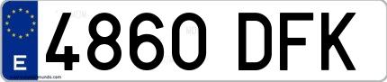 Ejemplo de matrícula española 4860 DFK