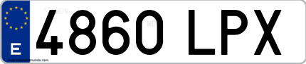 Ejemplo de matrícula de coche ordinaria 4860 LPX