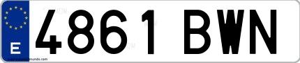 Ejemplo de matrícula española 4861 BWN