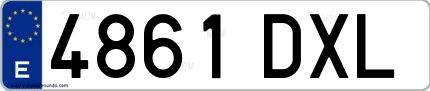 Ejemplo de matrícula española 4861 DXL