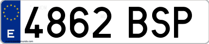 Ejemplo de matrícula de coche ordinaria 4862 BSP