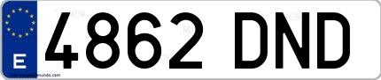 Ejemplo de matrícula española 4862 DND