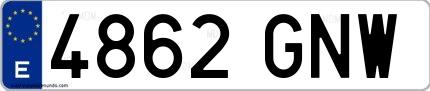 Ejemplo de matrícula española 4862 GNW