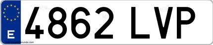 Ejemplo de matrícula española 4862 LVP