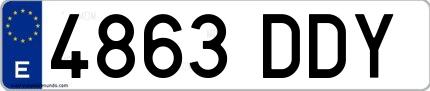 Ejemplo de matrícula española 4863 DDY
