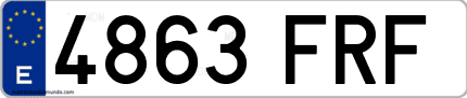 Ejemplo de matrícula de coche ordinaria 4863 FRF