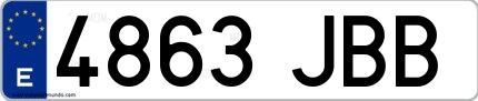 Ejemplo de matrícula española 4863 JBB