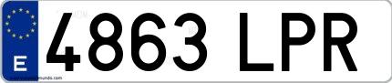 Ejemplo de matrícula española 4863 LPR