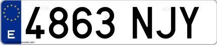 Ejemplo de matrícula española 4863 NJY