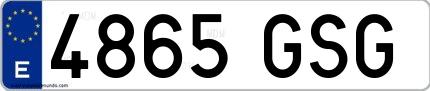 Ejemplo de matrícula española 4865 GSG