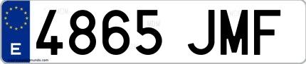 Ejemplo de matrícula española 4865 JMF
