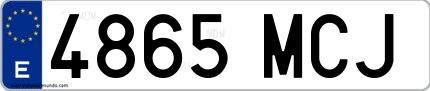 Ejemplo de matrícula española 4865 MCJ