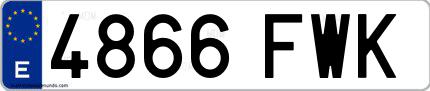 Ejemplo de matrícula española 4866 FWK