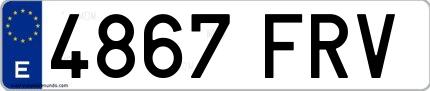 Ejemplo de matrícula española 4867 FRV