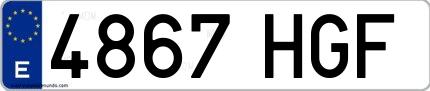 Ejemplo de matrícula española 4867 HGF