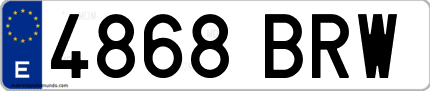 Ejemplo de matrícula de coche ordinaria 4868 BRW
