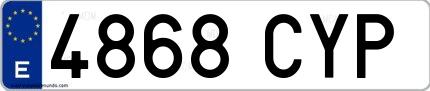 Ejemplo de matrícula española 4868 CYP