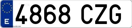Ejemplo de matrícula española 4868 CZG