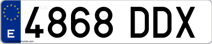 Ejemplo de matrícula de coche ordinaria 4868 DDX