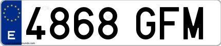 Ejemplo de matrícula española 4868 GFM