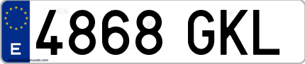 Ejemplo de matrícula de coche ordinaria 4868 GKL
