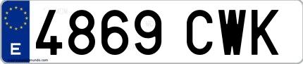 Ejemplo de matrícula española 4869 CWK