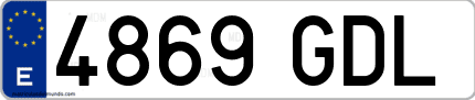 Ejemplo de matrícula de coche ordinaria 4869 GDL