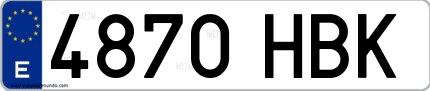 Ejemplo de matrícula española 4870 HBK