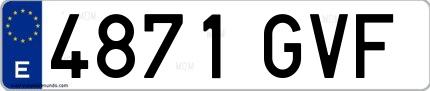 Ejemplo de matrícula española 4871 GVF