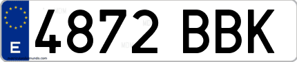 Ejemplo de matrícula de coche ordinaria 4872 BBK