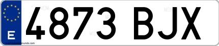 Ejemplo de matrícula española 4873 BJX