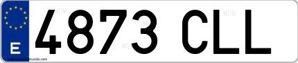 Ejemplo de matrícula española 4873 CLL