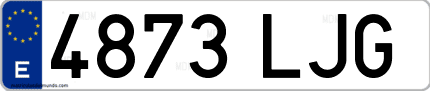 Ejemplo de matrícula de coche ordinaria 4873 LJG