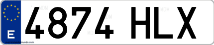 Ejemplo de matrícula de coche ordinaria 4874 HLX