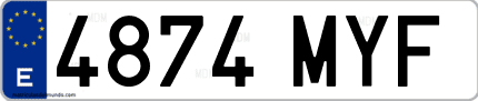 Ejemplo de matrícula de coche ordinaria 4874 MYF