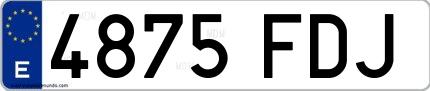Ejemplo de matrícula española 4875 FDJ
