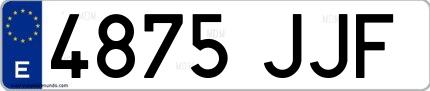 Ejemplo de matrícula española 4875 JJF