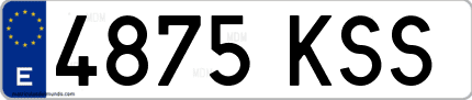 Ejemplo de matrícula de coche ordinaria 4875 KSS