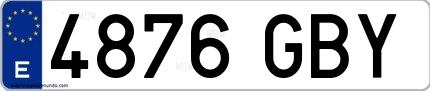 Ejemplo de matrícula española 4876 GBY